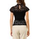 thumbnail image 3 of Blusa Semitransparente de Manga Corta con Cuello Alto y Espalda con Abertura para Mujer INSPIRE CHIC M Negro, 3 of 7