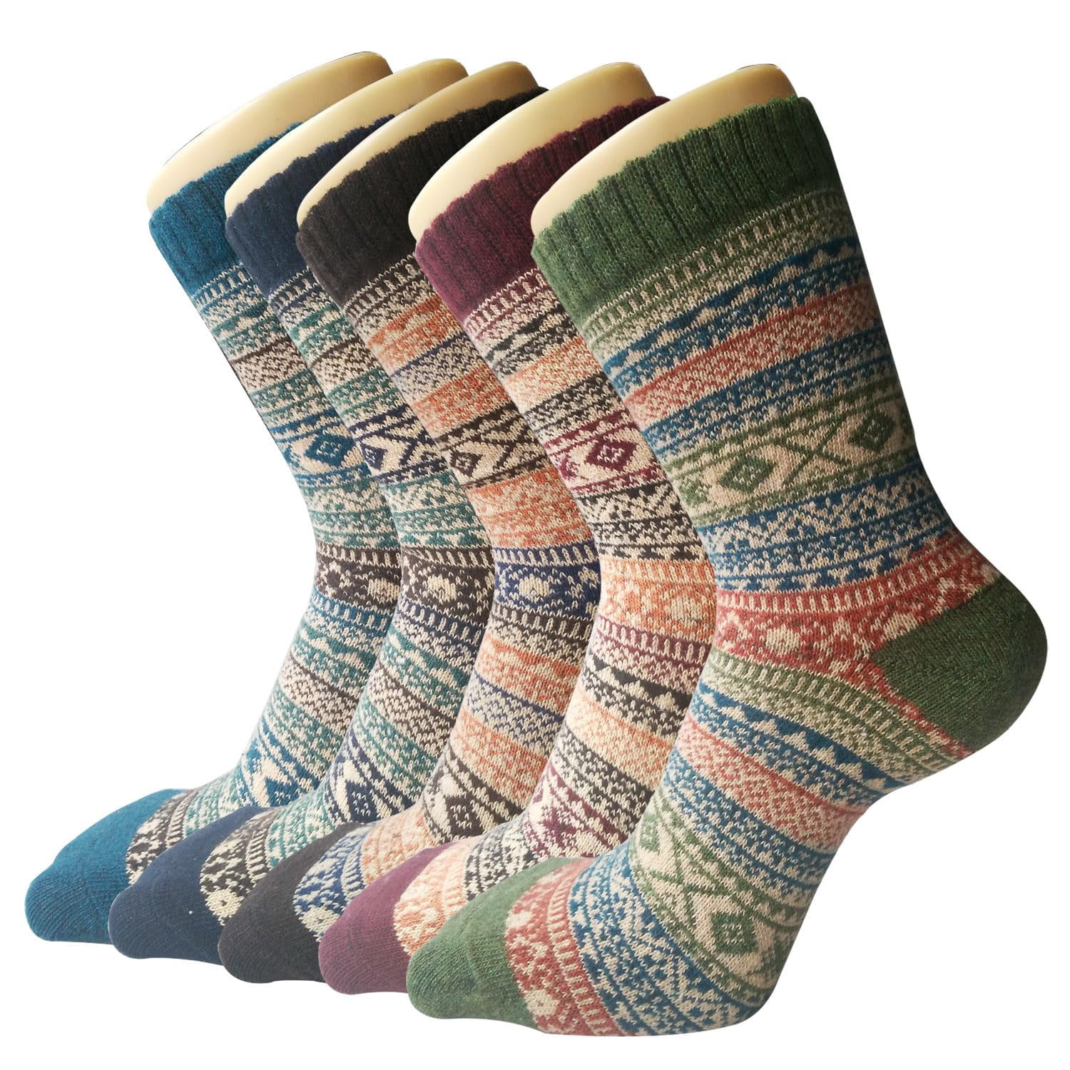 Senker - Pack De 5 Calcetines De Lana Para Mujer Cálidos De Punto Grueso Para Mujer