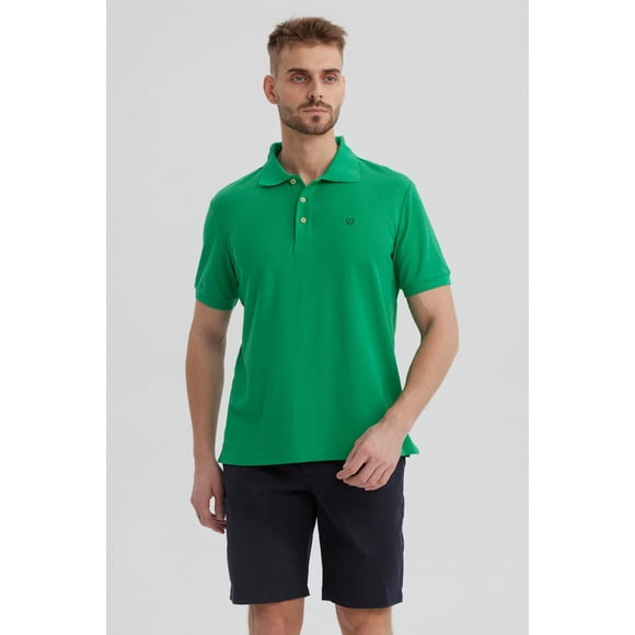 Polera Hombre Pique Básica Lisa Verde - V
