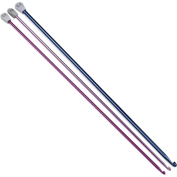 Agujas Tunisianas Aeelike 3.5, 4.5 y 5.5 mm de Aluminio, 35 cm