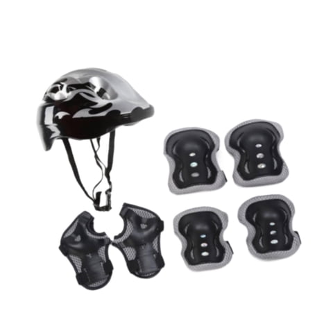 Ioensy - Casco De Bicicleta Para Niños, Rodilleras, Coderas, Muñequeras, Equipo Para Deportes Al Aire Libre, Patinaje, Negro