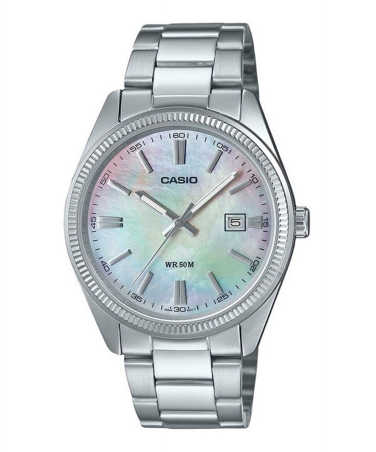 Reloj Casio Standard Analog Ion Plated Stainless Steel Mother Of Pearl Quartz Mtp-1302Ds-7Av Men'S Watch