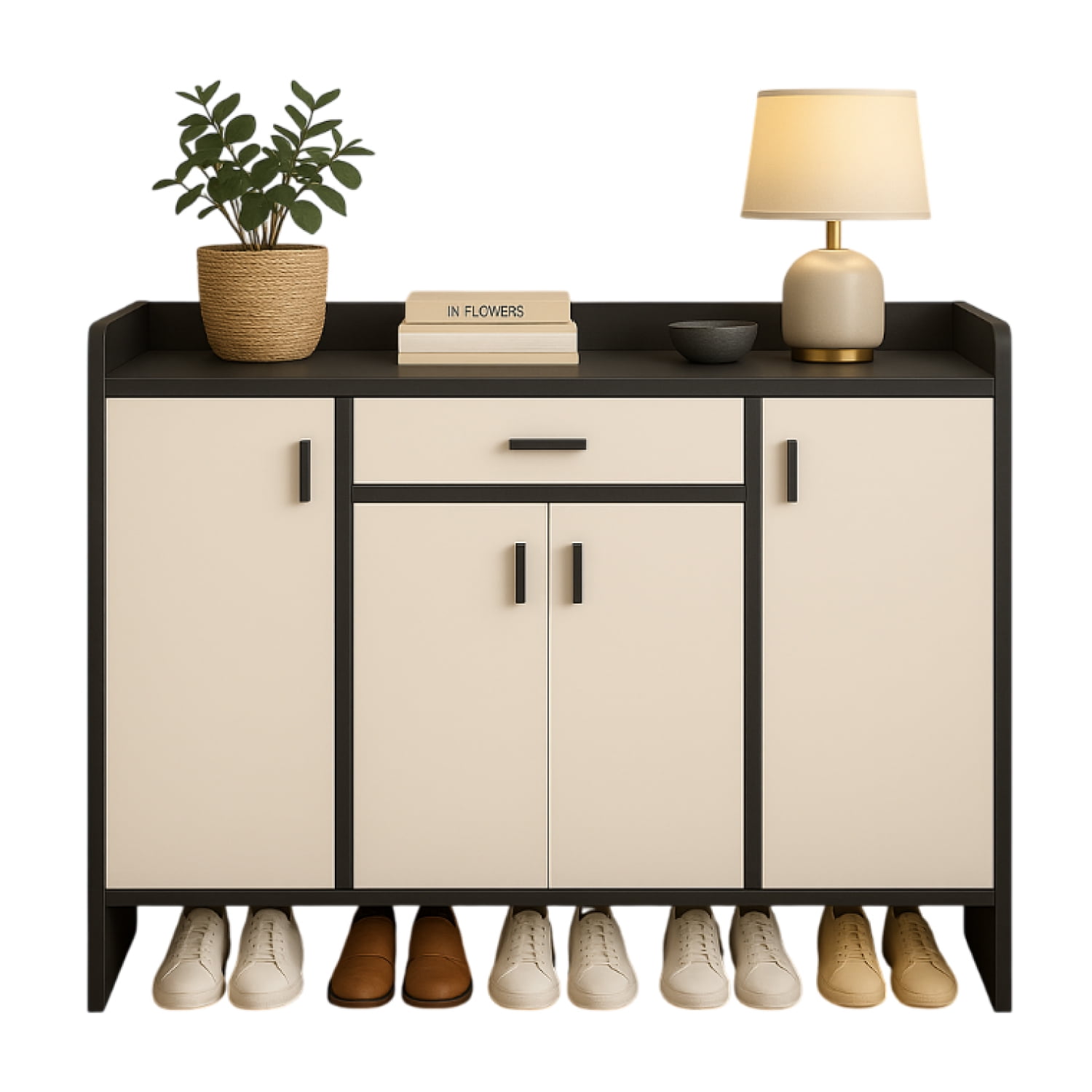 Mundo Online - Zapatero 4 Puertas Organizador Estante Con Cajón 121x30x80cm