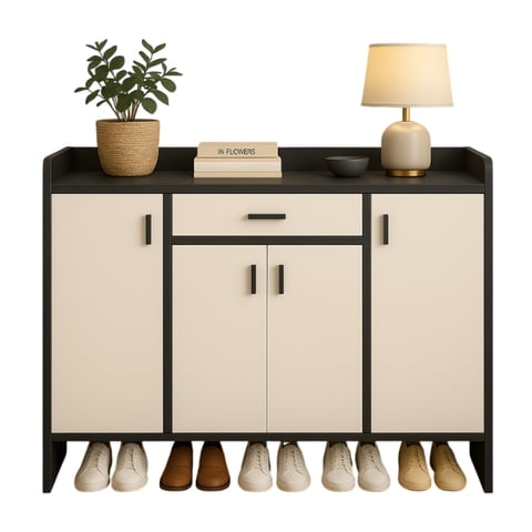 Mundo Online - Zapatero 4 Puertas Organizador Estante Con Cajón 121X30X80Cm