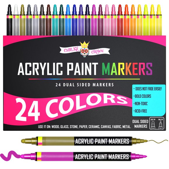 Marcadores de pintura CHALKY CROWN paquete de 24 surtidos de doble punta