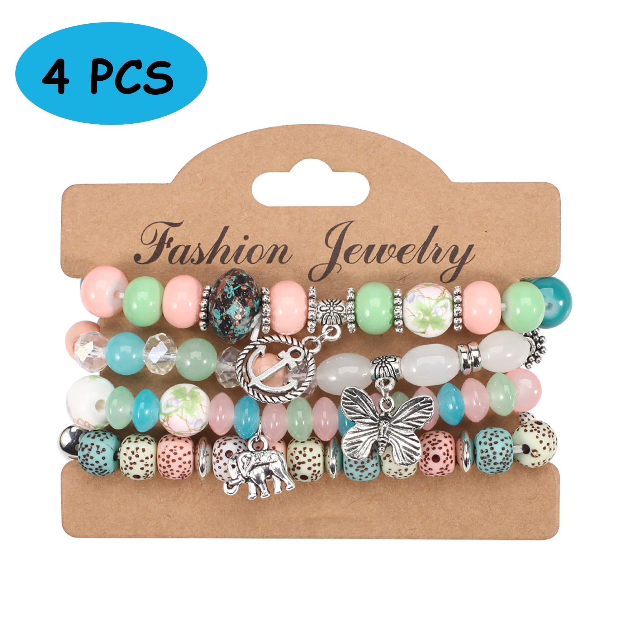 Pulsera Heshpaws Bohemia Stretch Set 4 Piezas Elefante Mariposa Retro