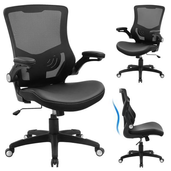 Silla de Oficina X XISHE de Cuero PU con Respaldo de Malla y Brazos Ajustables
