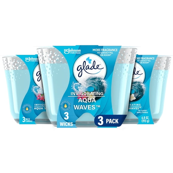 Candle Glade Aqua Waves, 3 mechas, 200 ml, 3 unidades