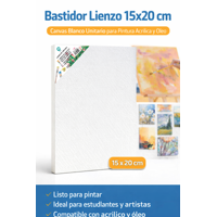 Baima - Bastidor 15X20 Cm Lienzo Canvas Blanco Ideal Para Pintar Acrílico Y Óleo