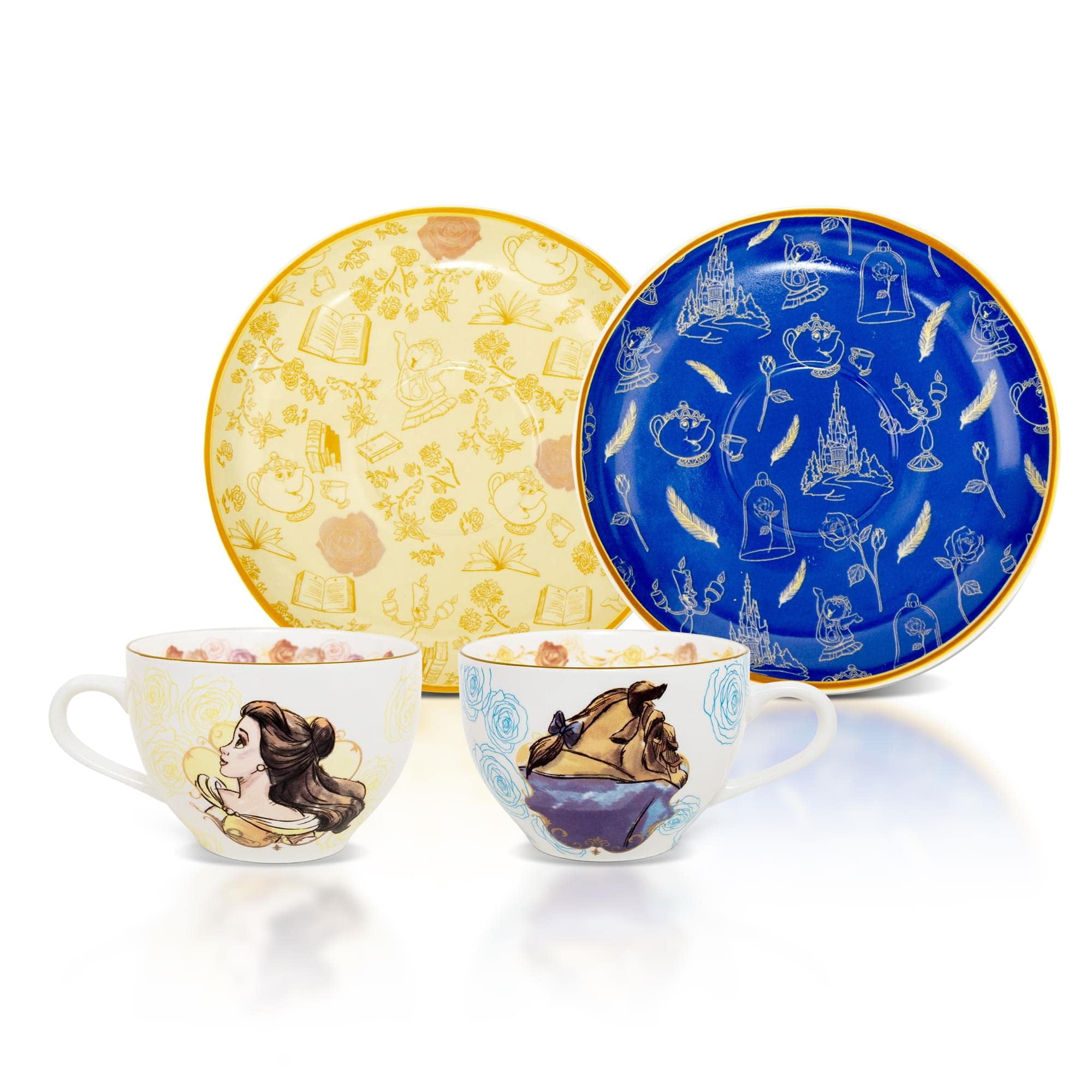 Toynk - Set De Taza De Té Y Platillo Disney La Bella Y La Bestia X2