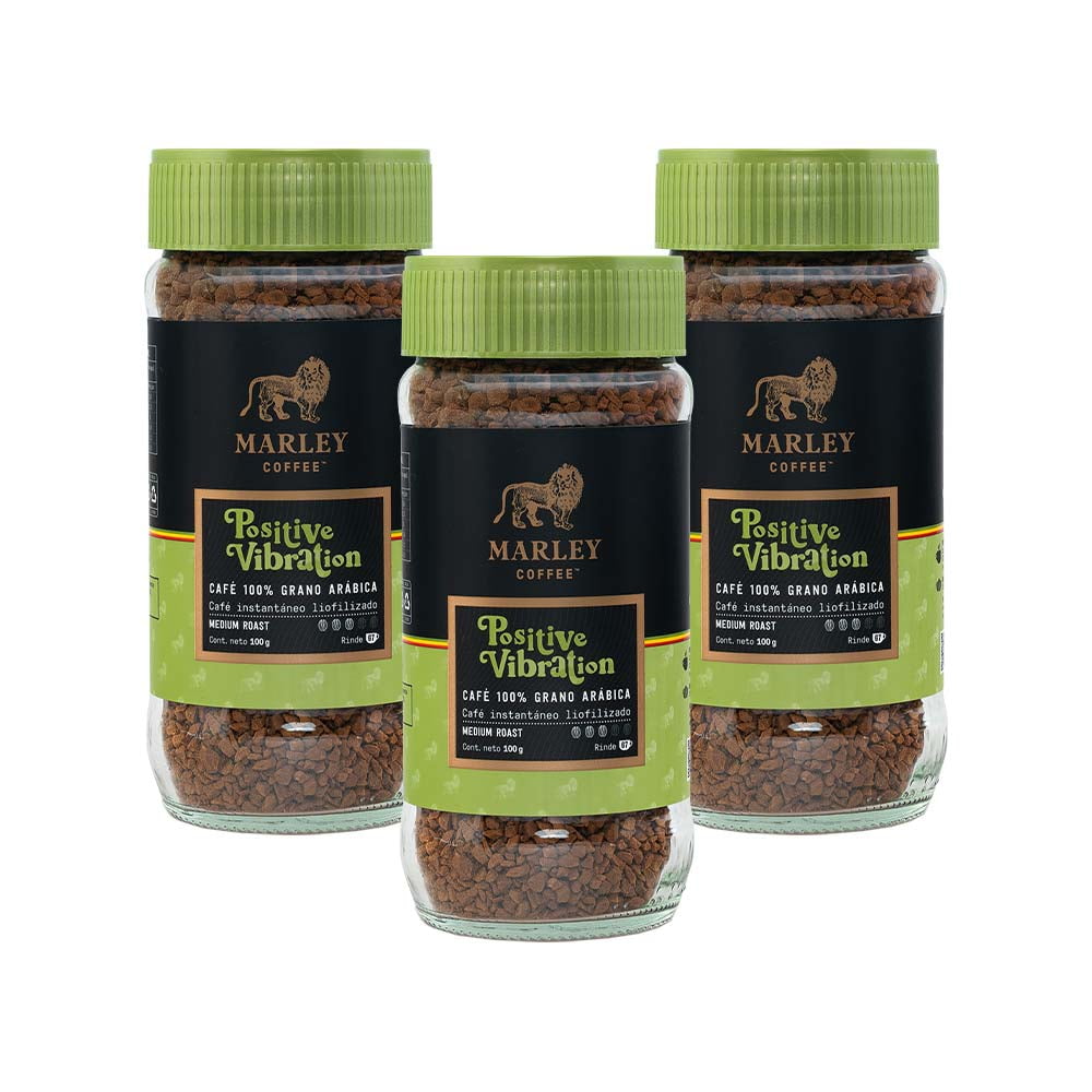 Marley Coffee - Pack 3x Café Liofilizado Positive Vibration 100g