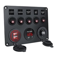 Ioensy - Panel De Interruptor Basculante De 5 Bandas Multifunción Para Luz Roja De Lancha Motora De Yate Automotriz