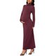 thumbnail image 4 of INSPIRE CHIC Vestido de Maternidad de Manga Larga con Cuello Alto y Fruncido Lateral de Punto Ajustado 2026 Vestidos de Embarazo para Otoño Invierno M Rojo, 4 of 6