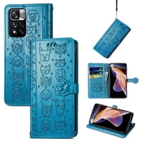 Funda Cartera Foxdock Para Xiaomi Redmi Note 11 Pro , Flip Pu Con Relieve De Gatos Y Perros, Tarjetero Y Soporte