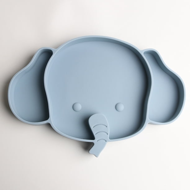 Baby Food Grade Silicone Elephant Dinner Plate, Compartment Food Supplement Dinner Plate