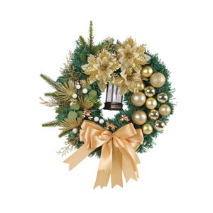 Magideal - Corona Navideña Para Puerta De Entrada, 40 Cm, Corona Navideña Artificial Para Césped, Ventana Exterior, Fondo De Granja, Adorno De Bola Navideña Para