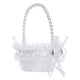 thumbnail image 1 of Cesta de flores de satén, cesta de boda Fariy, accesorios para fotos de novia, lazo blanco con mango, decoración con perlas, cestas de flores de boda , 12cmx18cm, 1 of 5