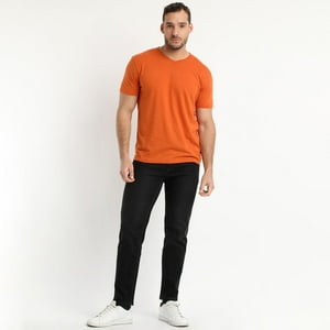 Truval - Polera Manga Corta Cuello V Naranjo Oscuro Naranja Oscuro 3Xl