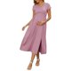 thumbnail image 1 of INSPIRE CHIC Vestido de maternidad para mujer Maxi de mangas cortas con pliegues fruncidos Vestidos de embarazo para sesión de fotos Casual fluido Verano 2026 2XL Rosa, 1 of 6