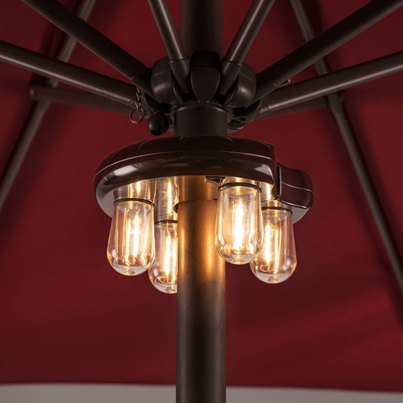 Luz para sombrilla de patio Nora·Gift con focos LED Edison, color café