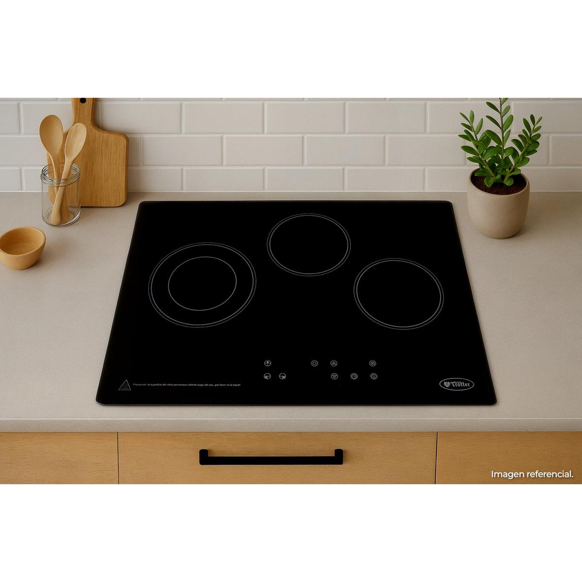 Albin Trotter - Cocina Encimera Empotrada Eléctrica At-xn Glass Fein 3platos