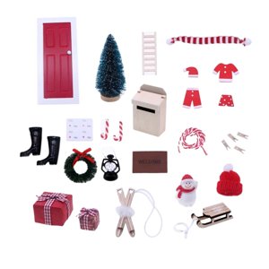 Magideal - Casa De Muñecas A Escala 1:12, Accesorios Navideños, Juguetes Clásicos De Simulación, Muebles Para Casa De Muñecas, Decoración Navideña, Decoración De Puerta Roja