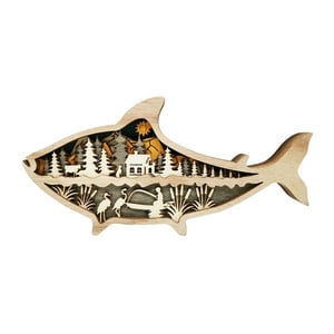 Genérico - Figuras De Decoración De Madera De Animales Marinos, Decoración Náutica De Escritorio Para El Hogar, Estilo Colgante A