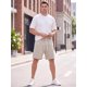 thumbnail image 2 of INSPIRE CHIC Pantalones Cortos de Verano para Hombre Lavados Vintage Desgastados con Cintura de Cordón L Beige, 2 of 5