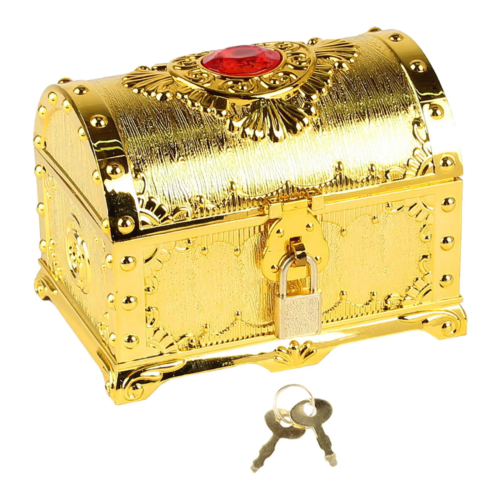 Bothyi - Caja Del Tesoro Aventurera Decoración Decorativa Antigua Cofre Del Tesoro Pirata Oro