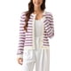 thumbnail image 1 of INSPIRE CHIC Suéter de Punto para Mujer con Botones a Rayas de Manga Larga Cárdigan Casual XL Blanco Púrpura, 1 of 5
