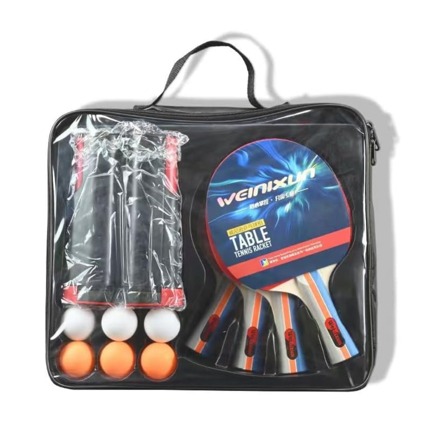 Genérico - Set De 4 Paletas De Goma + 6 Pelotas + Red Ajustable Srb-wxn