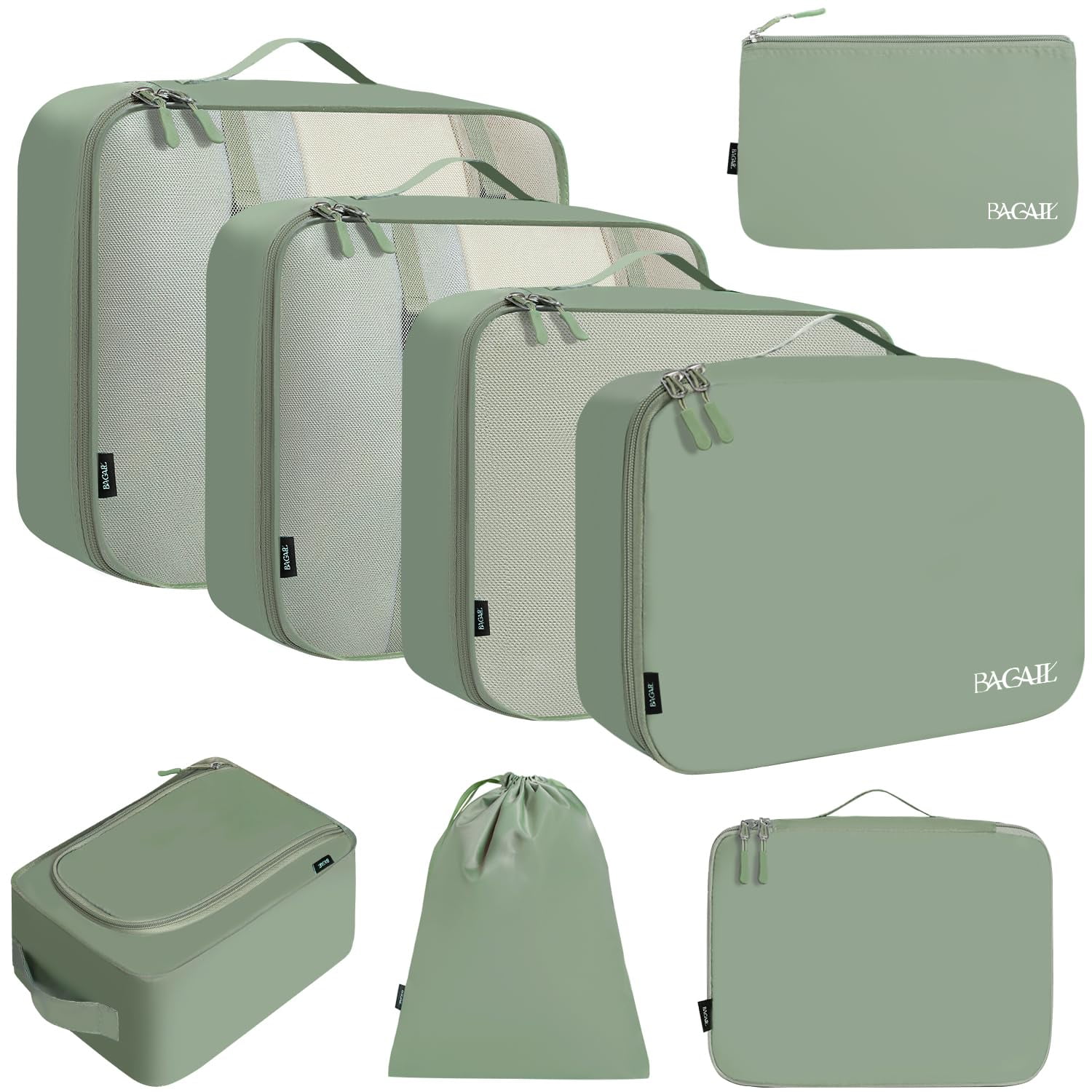 Juego De Organizadores De Equipaje Bagail 8 Piezas Verde Matcha