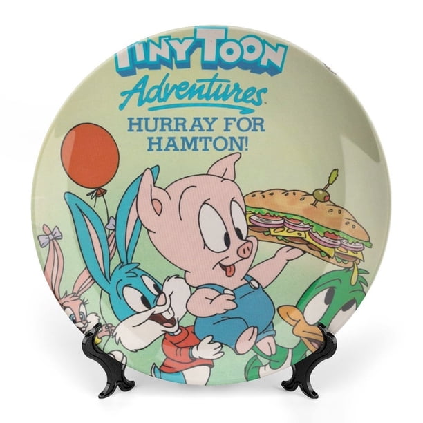 Tiny Toon Plato decorativo de porcelana fina (bone china), plato decorativo de cerámica para hogar, oficina, soporte de pared, platos decorativos para dormitorio - 6 pulgadas (15 cm)