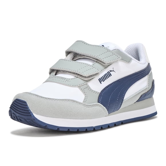 Zapatos Puma ST Runner Hook and Loop para niños pequeños gris-azul marino 10.5