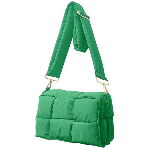 Bolso de mano acolchado para mujer, bolso acolchado, bolso de hombro acolchado, bolso de mano tejido de nailon, bolso bandolera de diseñador, bolso de plumas para mujer