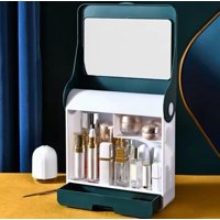 Genérico - Organizador De Maquillaje Con Espejo Verde