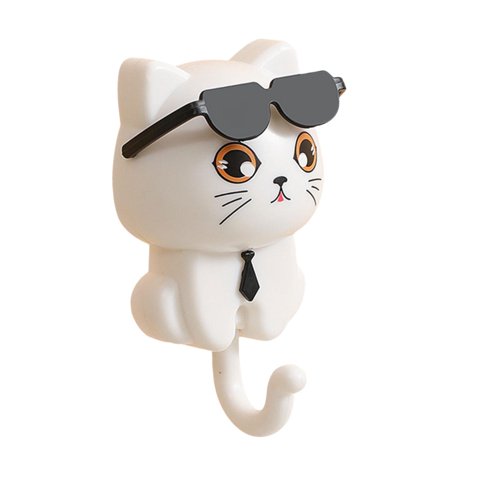 Magideal - Gancho Creativo Con Forma De Gato Para La Puerta, Divertido Gancho De Pared Para Colgar, Ganchos Decorativos Para Llaves De Cocina, Bonito Blanco