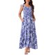 thumbnail image 2 of INSPIRE CHIC Vestidos de Playa de Verano Boho con Nido de Abeja para Mujer Cuello Cuadrado Sin Mangas con Volantes Floral Flowy Maxi Sundress L Azul Oscuro, 2 of 5