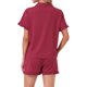 thumbnail image 3 of INSPIRE CHIC Conjunto de Salón para Mujer Estampado de Fresas Volantes Fruncidos Patrón Lindo Botón Abajo Manga Corta Pijama Conjunto de Pantalones Cortos 2XL Rojo, 3 of 6