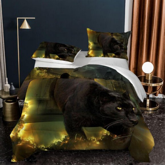 Panther Wildlife Quilt Duvet Cover Set Queen Bedspread Pillowcase Bed Linen3-Piece Bedding Set