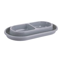 Magideal - Tazones Para Gatos Para Alimentos Y Agua Mascota Tazón Doble Para Gatos Interiores, Platos De Cachorros De Cachorro Fáciles De Limpiar Fáciles De , Gris