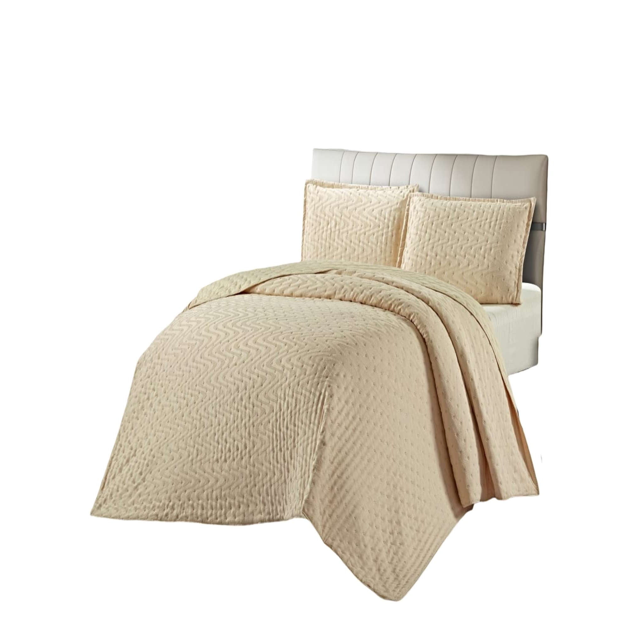 Genérico - Cubrecama 2 Plazas Delgado Semi Acolchado 230x250 Cm Beige 03