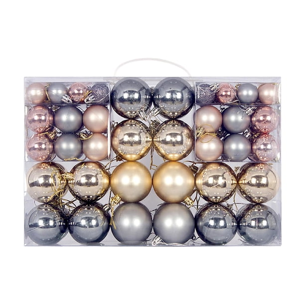 100x adornos de bolas de Navidad decoraciones colgantes para de Navidad bolas de Navidad para boda fiesta de graduación aniversario de año Nuevo Hierro Gris Oro