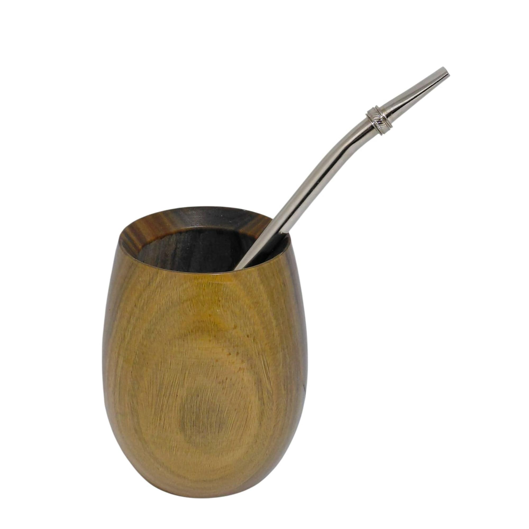 Tesoros Andinos - Mate Tazon De Madera Palo Santo Taza 100 Ml Con Bombilla