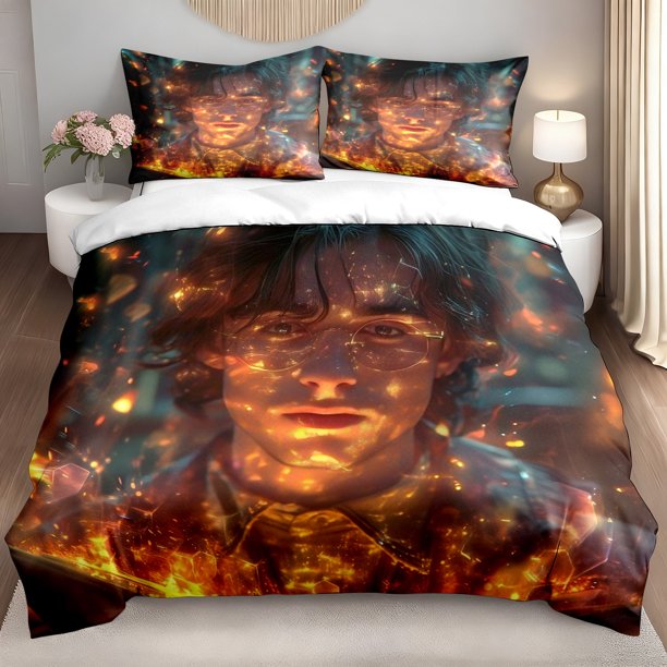 3pcs Bedding set Bedding Cushion Cover Magical Wizard Portrait Print Duvet Cover Set