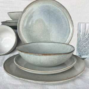 Mova - Set 6 Platos Redondo Ceramica 21 Cm Linea Laos - ( Tipo Gres )