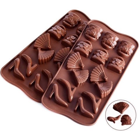 Genérico - 2 Moldes De Chocolate Molde Chocolate Tacon Abanico Cartera