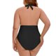 thumbnail image 5 of Agnes Orinda Traje de Baño de Una Pieza para Mujer de Talla Grande para Escuela y Universidad Halter Push Up con Fruncido Control de Abdomen para Playa y Vacaciones Talla 4X Negro, 5 of 9