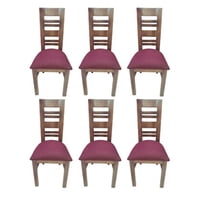 Koliat - Pack 6 Sillas Florencia Nogal Tapiz Burdeo