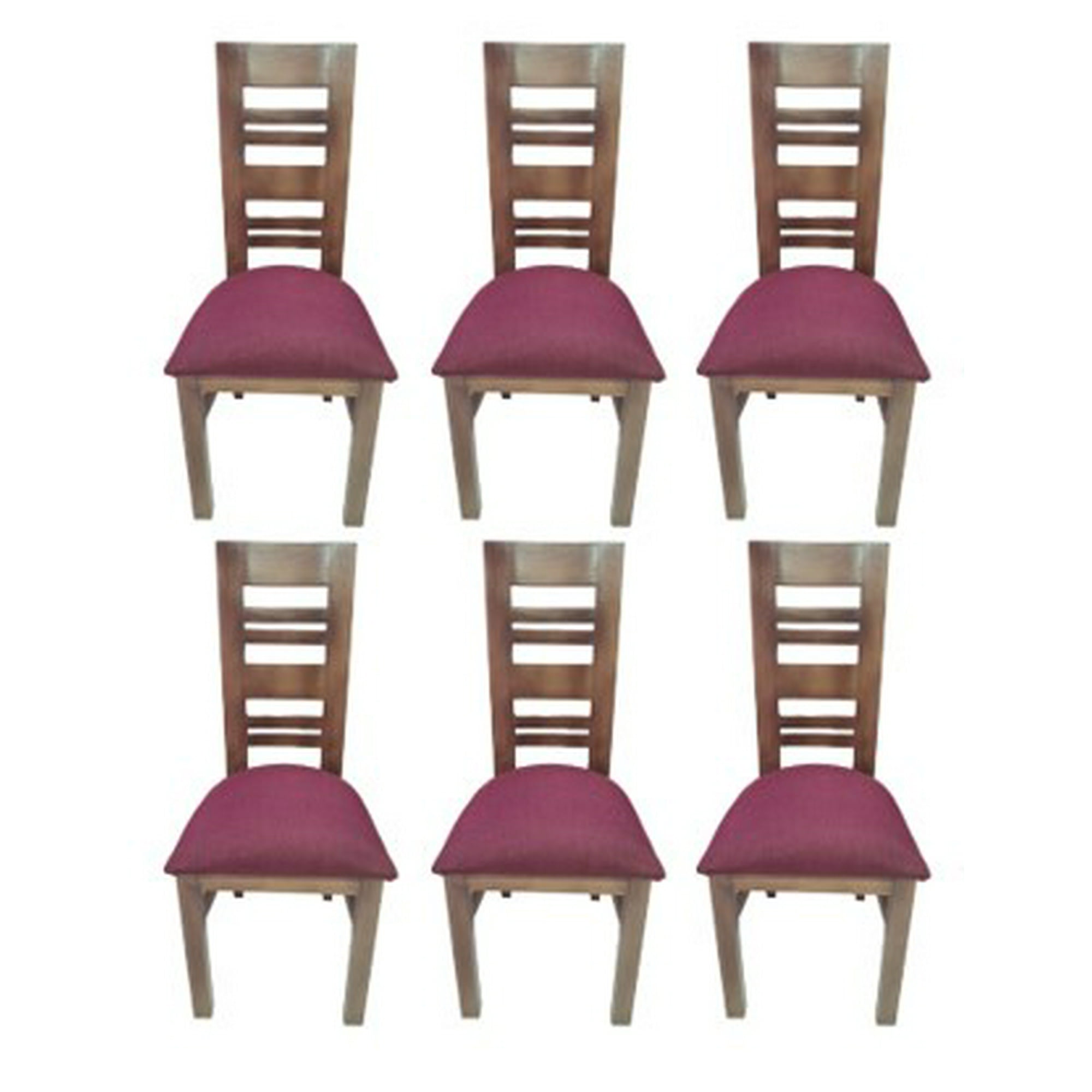 Koliat - Pack 6 Sillas Florencia Nogal Tapiz Burdeo